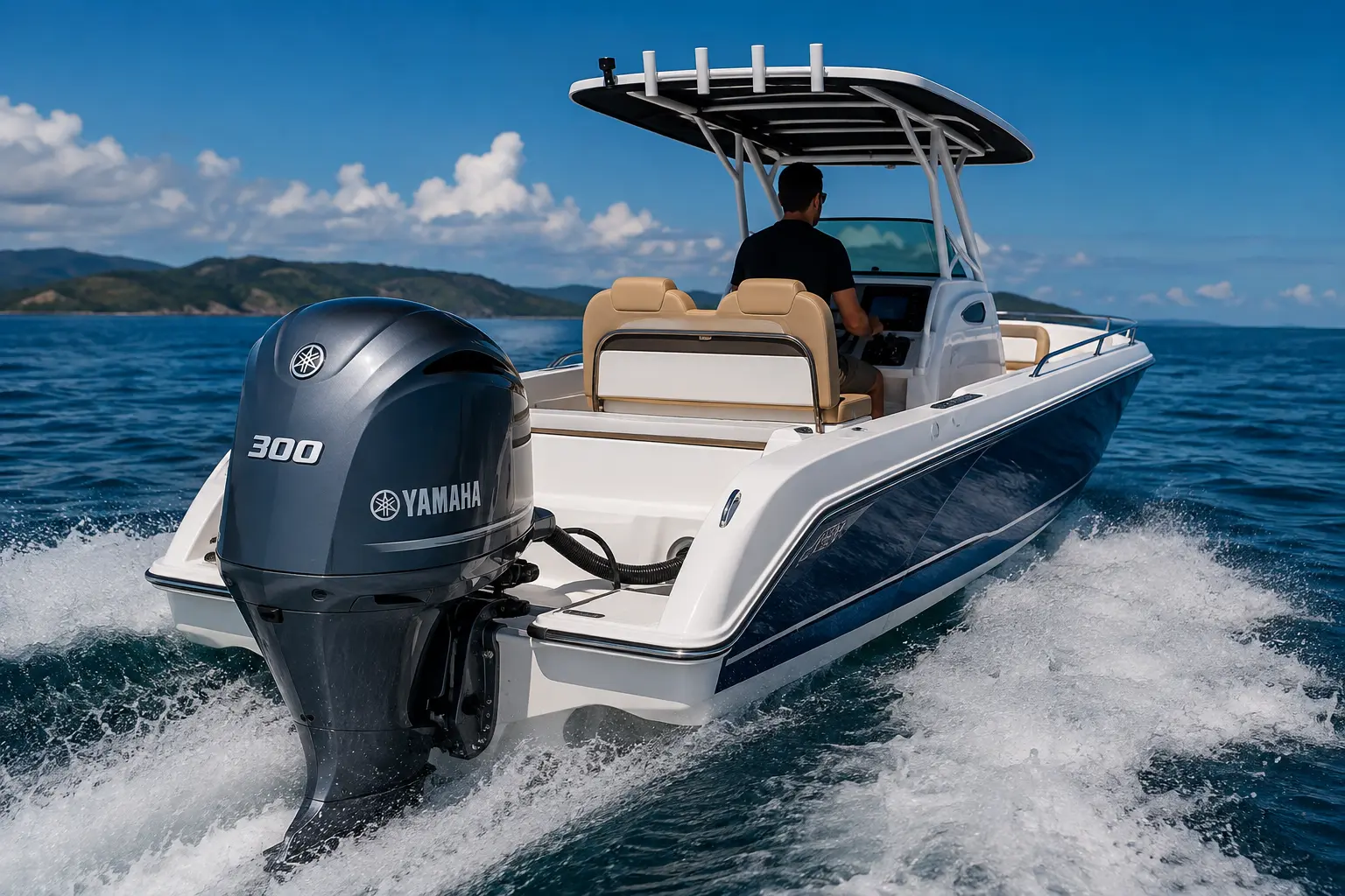 Kapal cepat dengan mesin tempel Yamaha